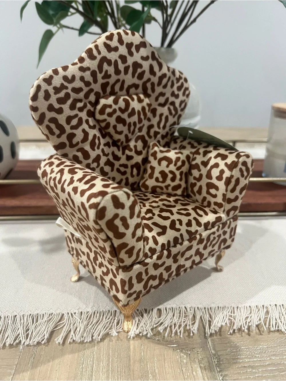 NWT Leopard Print Miniature Sofa Jewelry Organizer